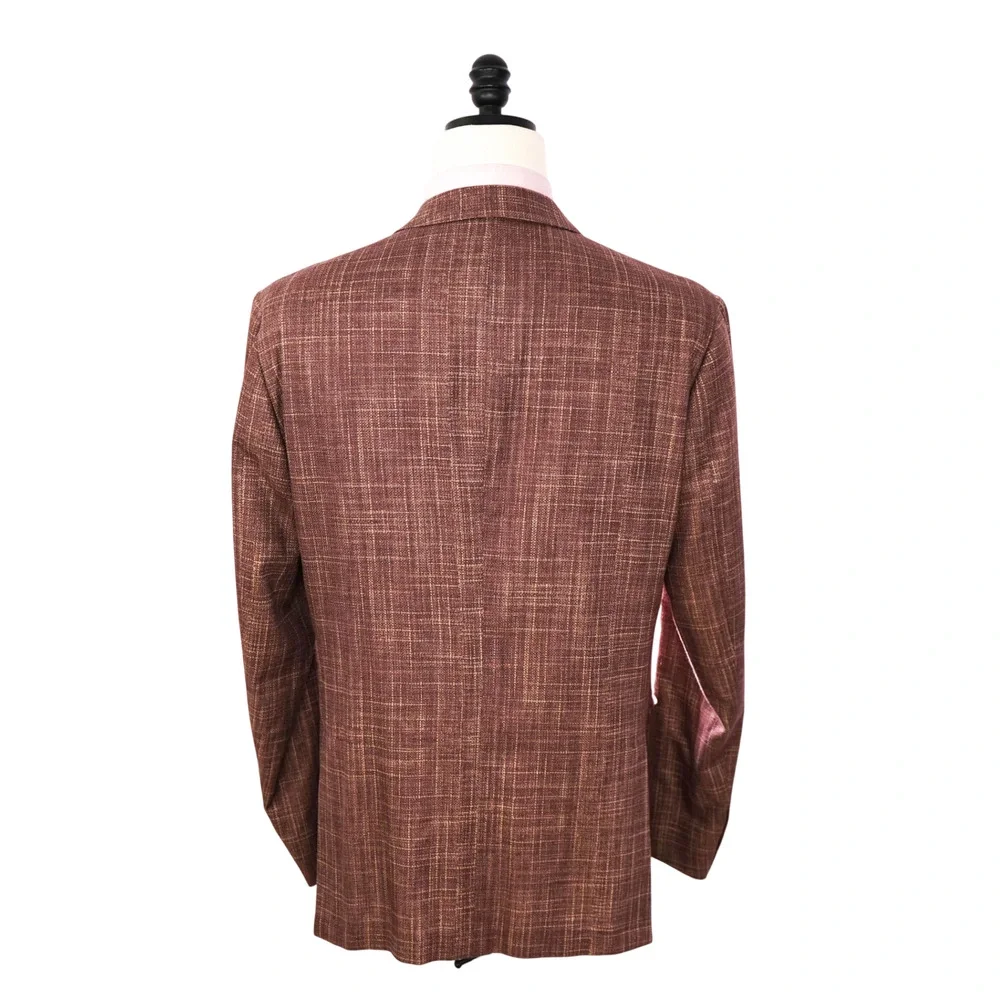$2,195 CORNELIANI - Brick Red *PURE SILK* Blazer - 44R